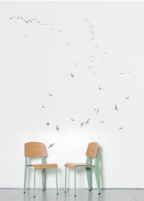 Flock of gulls silver